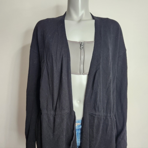 Aritzia Babaton Black Cotton Open Front Wrap Cardigan Size S - Picture 4 of 12